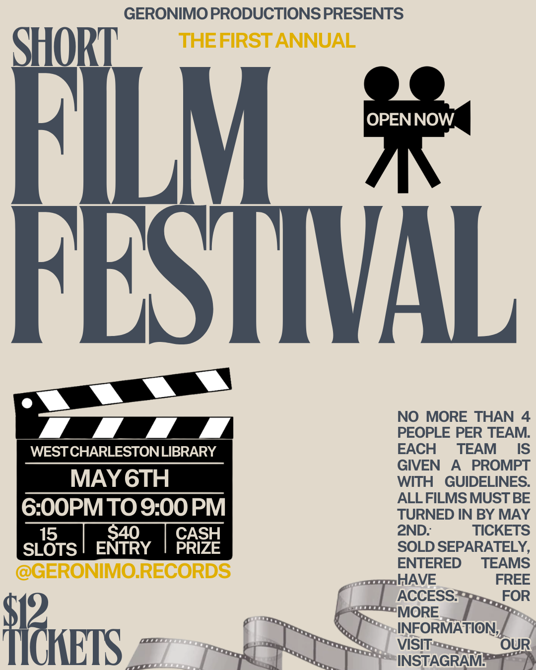 The First Annual Geronimo Short Film Festival flyer